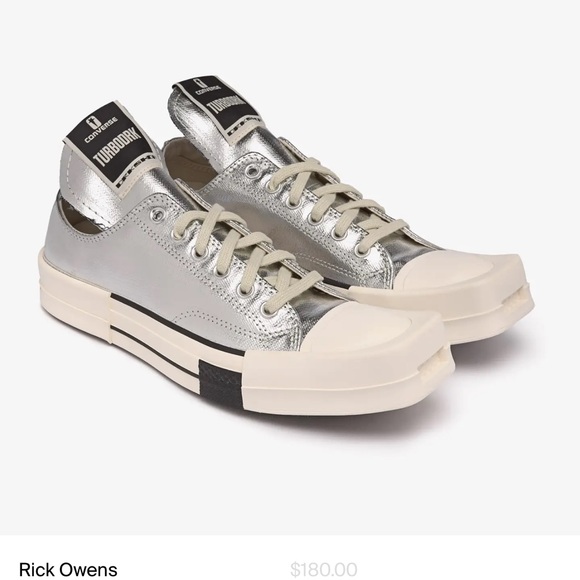 Rick Owens Converse Silver and Cream Sneakers